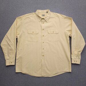 LL Bean Sunwashed Canvas Shirt Mens XL Work Button Up Yellow Long Sleeve Vtg